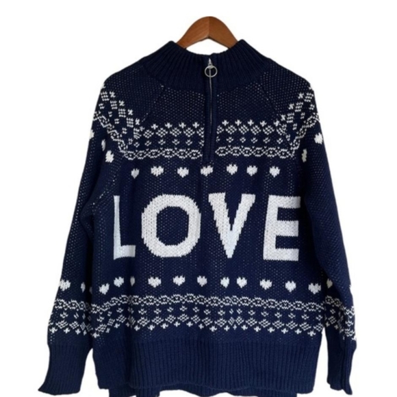 AERIE OVERSIZE FAIR ISLE LOVE SWEATER PULLOVER - Picture 3 of 7